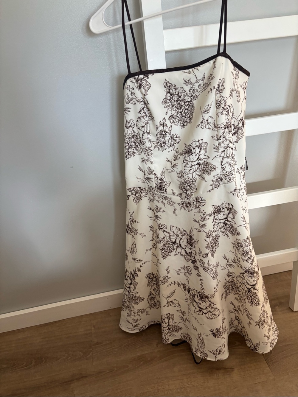 dressbarn Cream A-Line Slip Skirt with Brown Floral Print